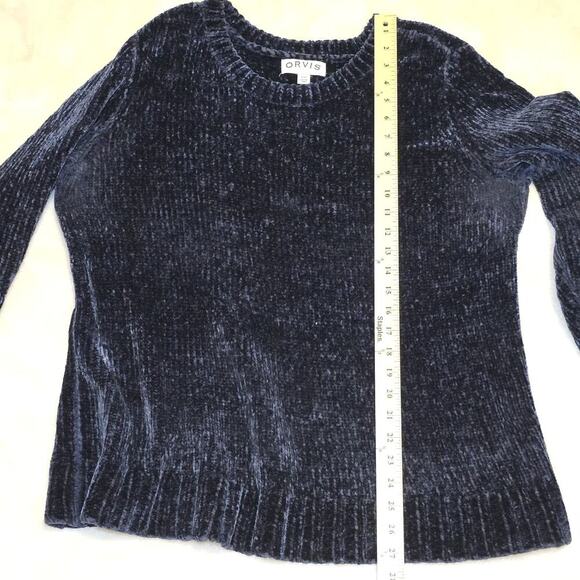 Orvis Women’s Large Navy Blue Chenille Pullover Sweater Long Sleeve Soft Knit L - Picture 9 of 10